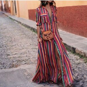 NEW All Things Mochi Isabella Rainbow Stripe Shirt
Maxi Dress